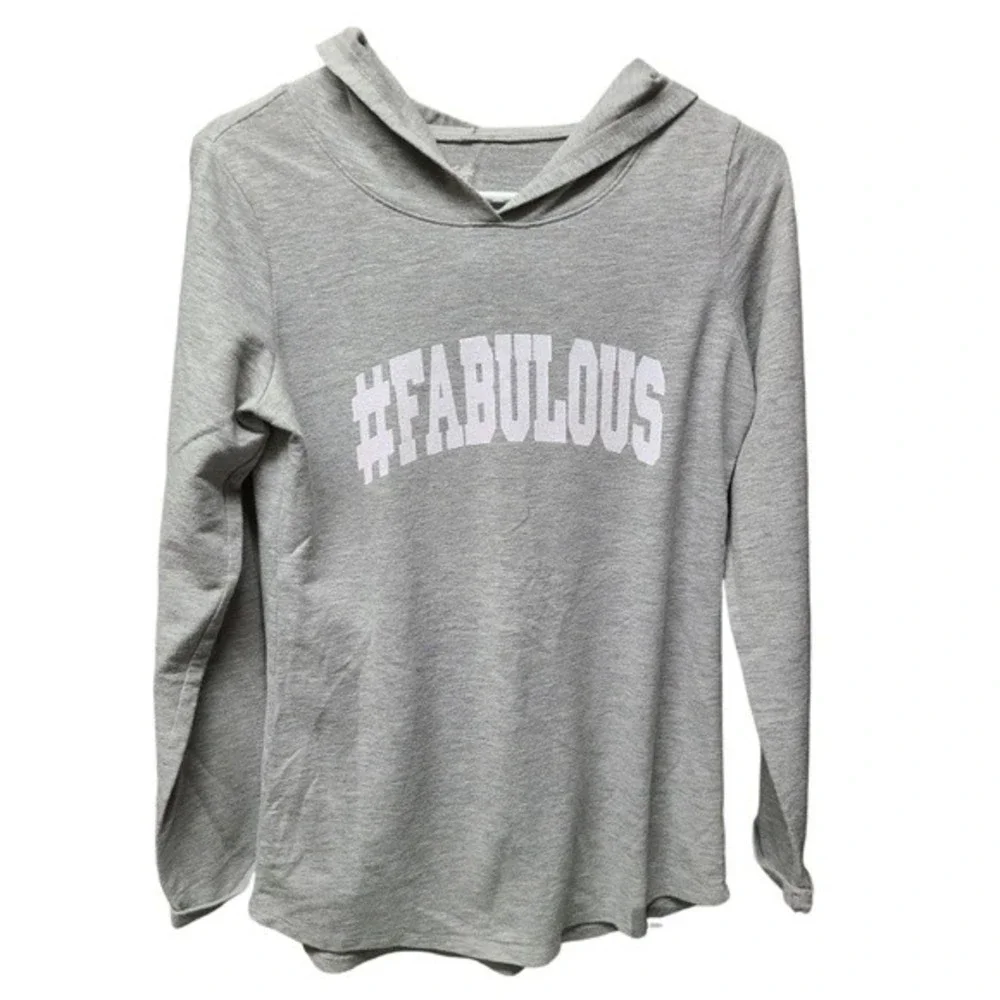 Justice girls glitter hooded grey long sleeve top size 16